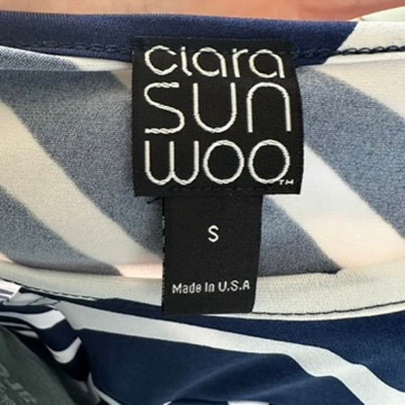 Clara Sun Woo Blue Artsy Liquid Knit Top Size S Chic Tunic Lagenlook Slinky - Picture 7 of 7